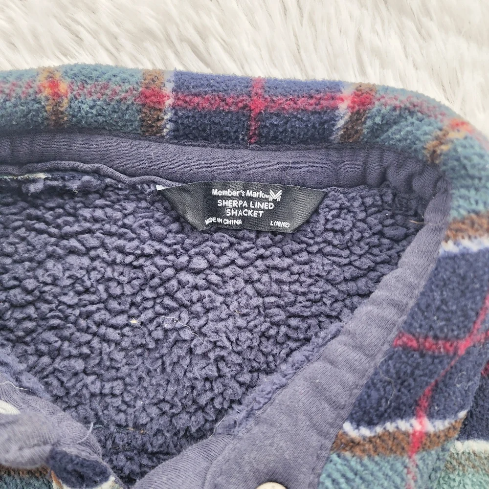 Members Mark Boys Plaid‎ Sherpa Lined Shacket